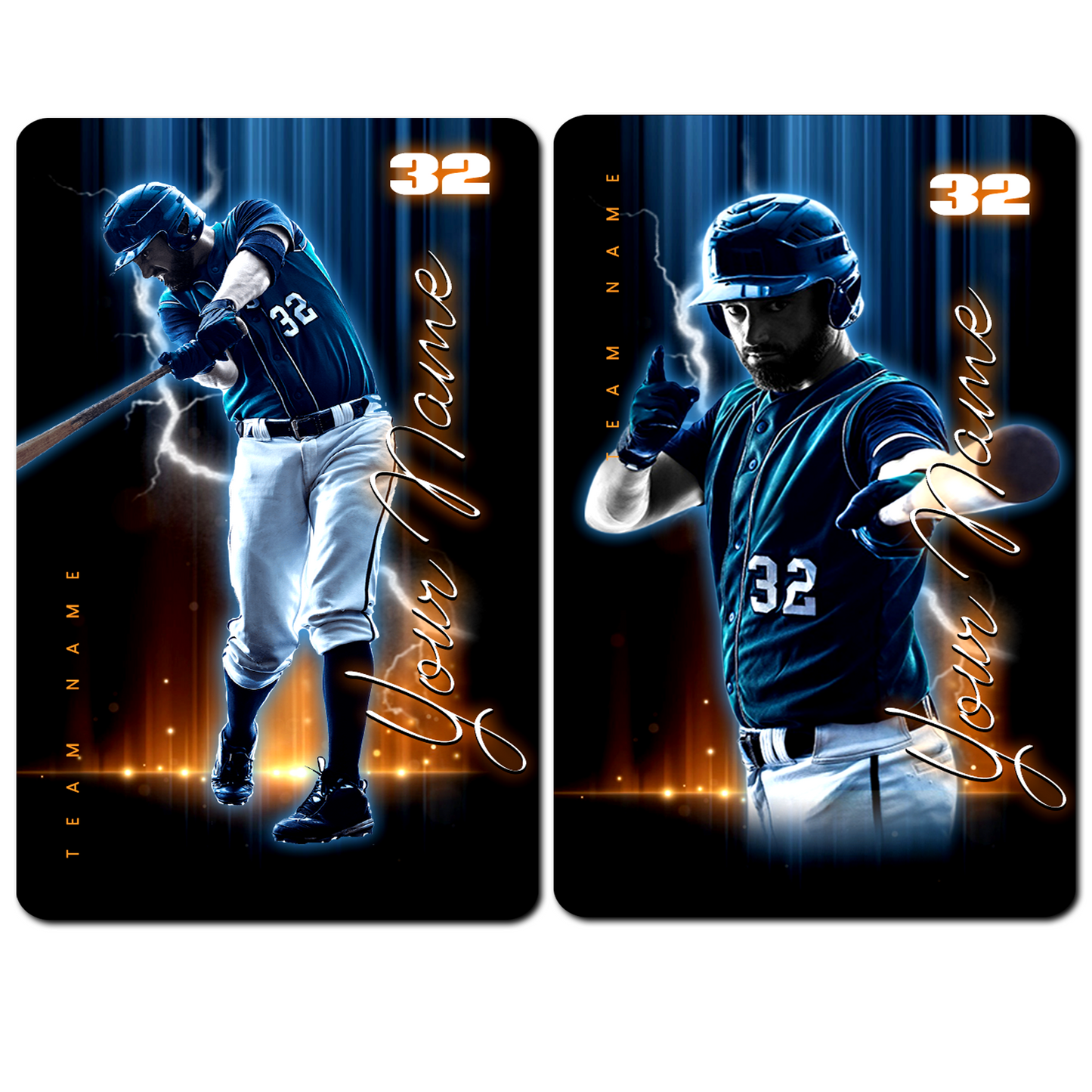 Custom Photo Baseball Card - Personalized "Electric Strike" Card - Aluminum Wallet Card