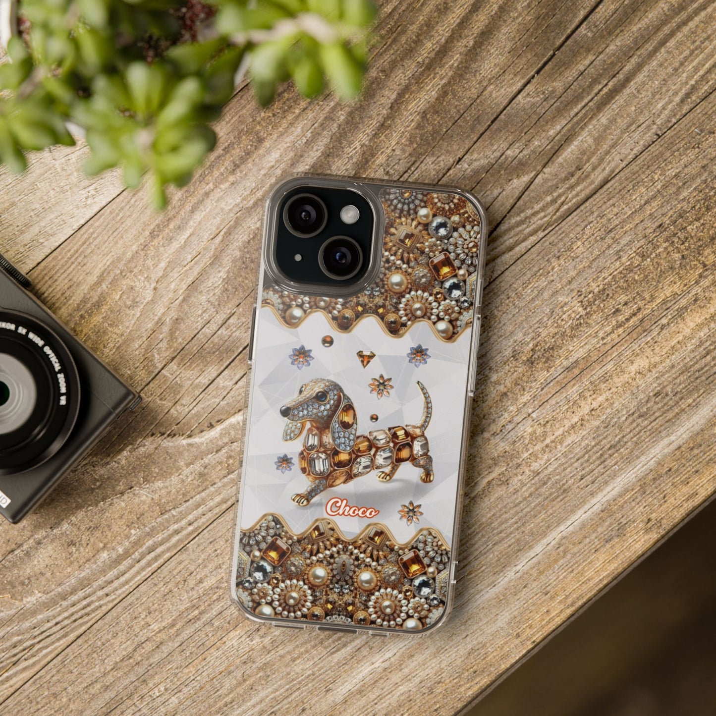 Regal Dachshund Jeweled Phone Case