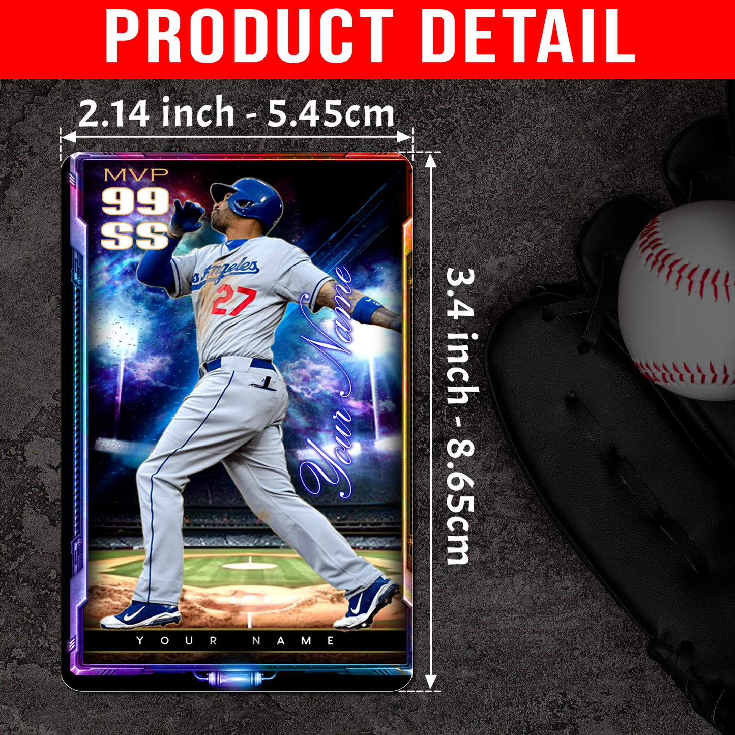 Custom Photo Baseball Card - Personalized "Stadium Lights" Card