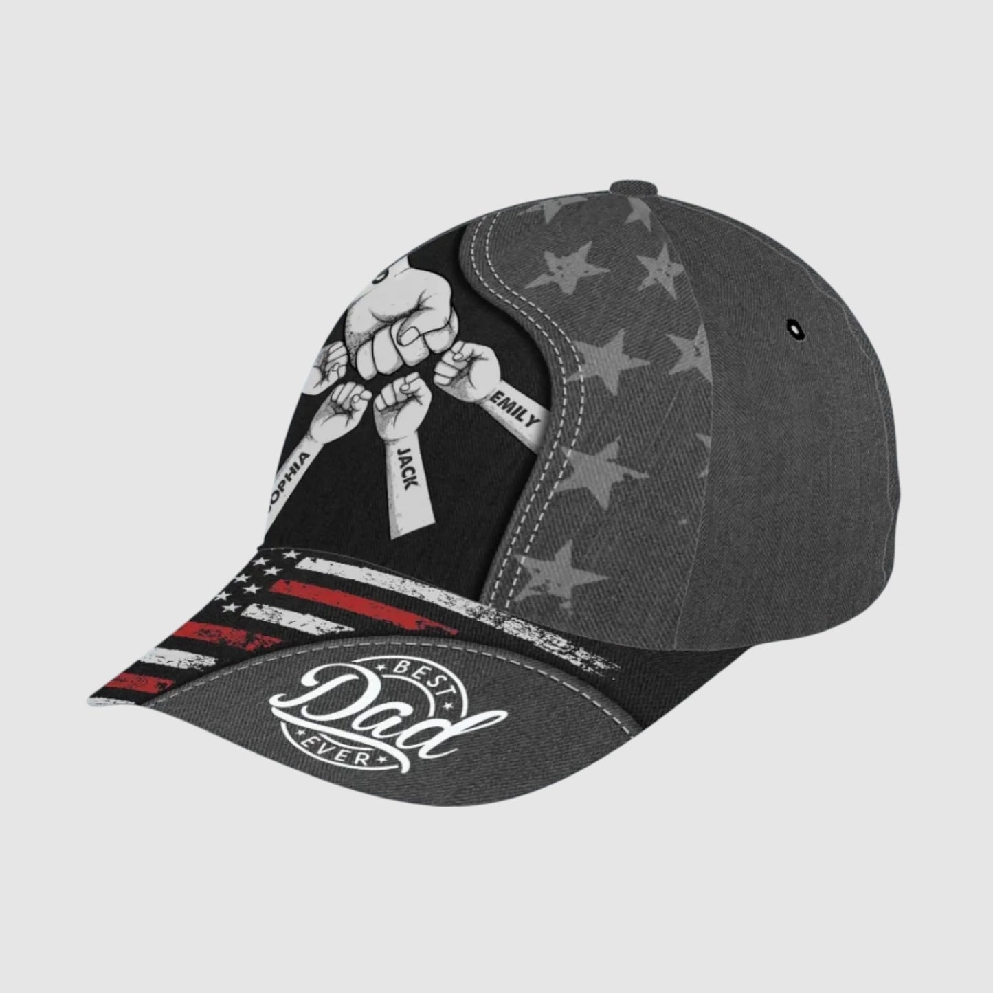 Personalized Father's Day 'Best Dad' Fist Bump Flag Cap - Custom Names