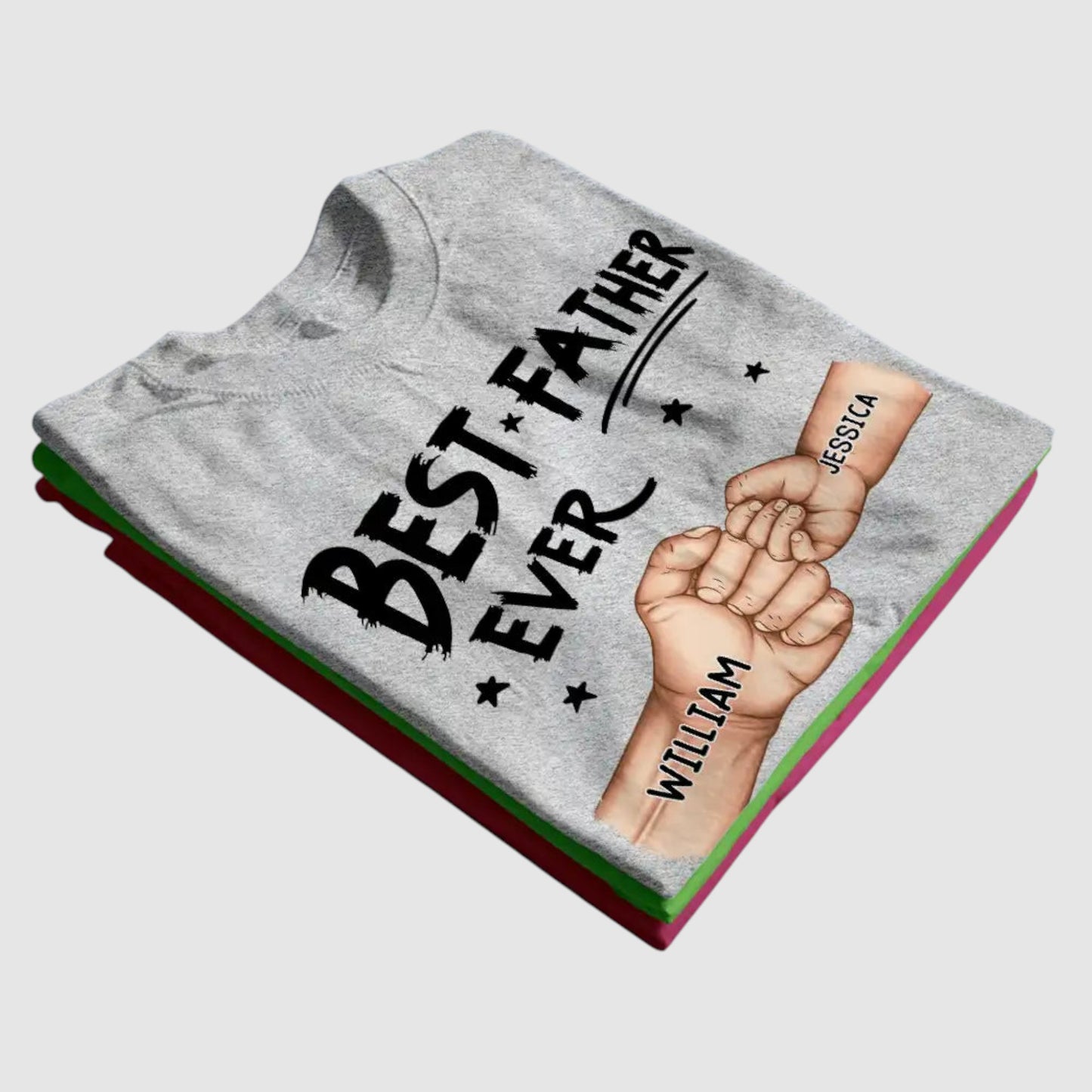 Personalized "Best Dad Ever" Fist Bump T-Shirt - Custom Names Father's Day Gift