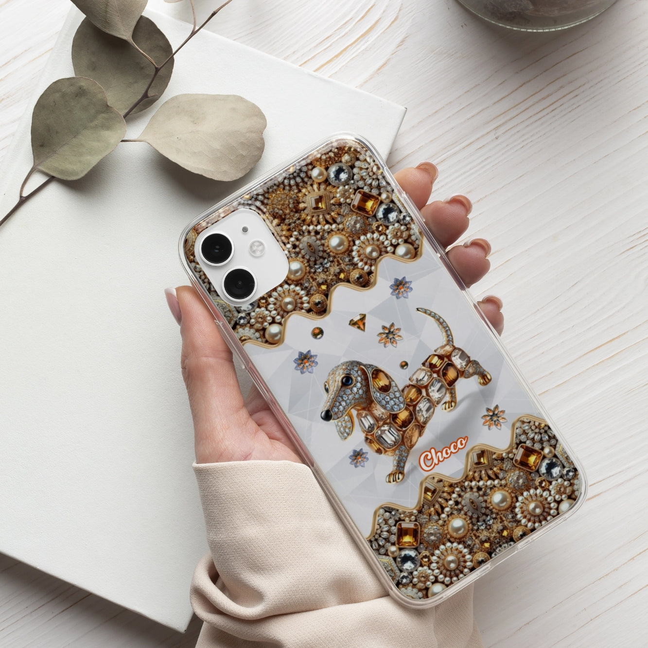Regal Dachshund Jeweled Phone Case
