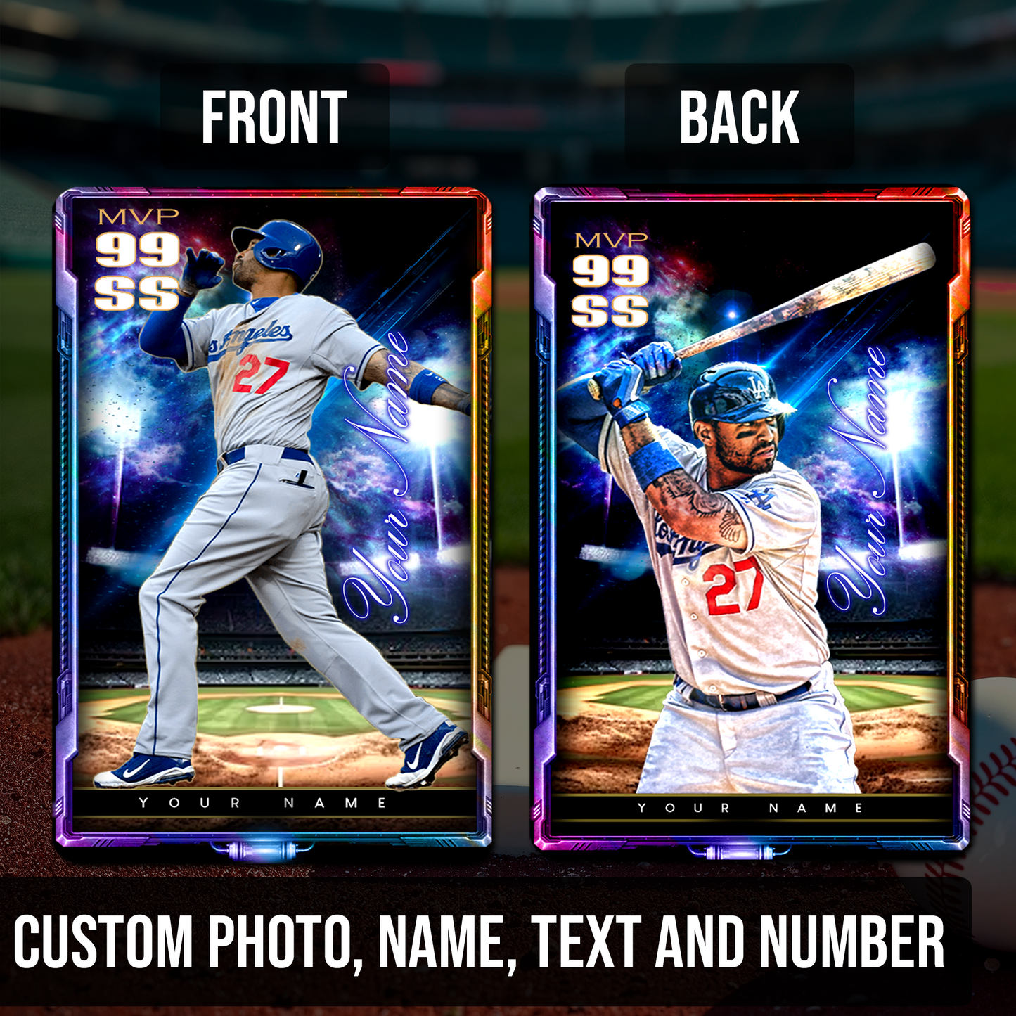 Custom Photo Baseball Card - Personalized "Stadium Lights" Card