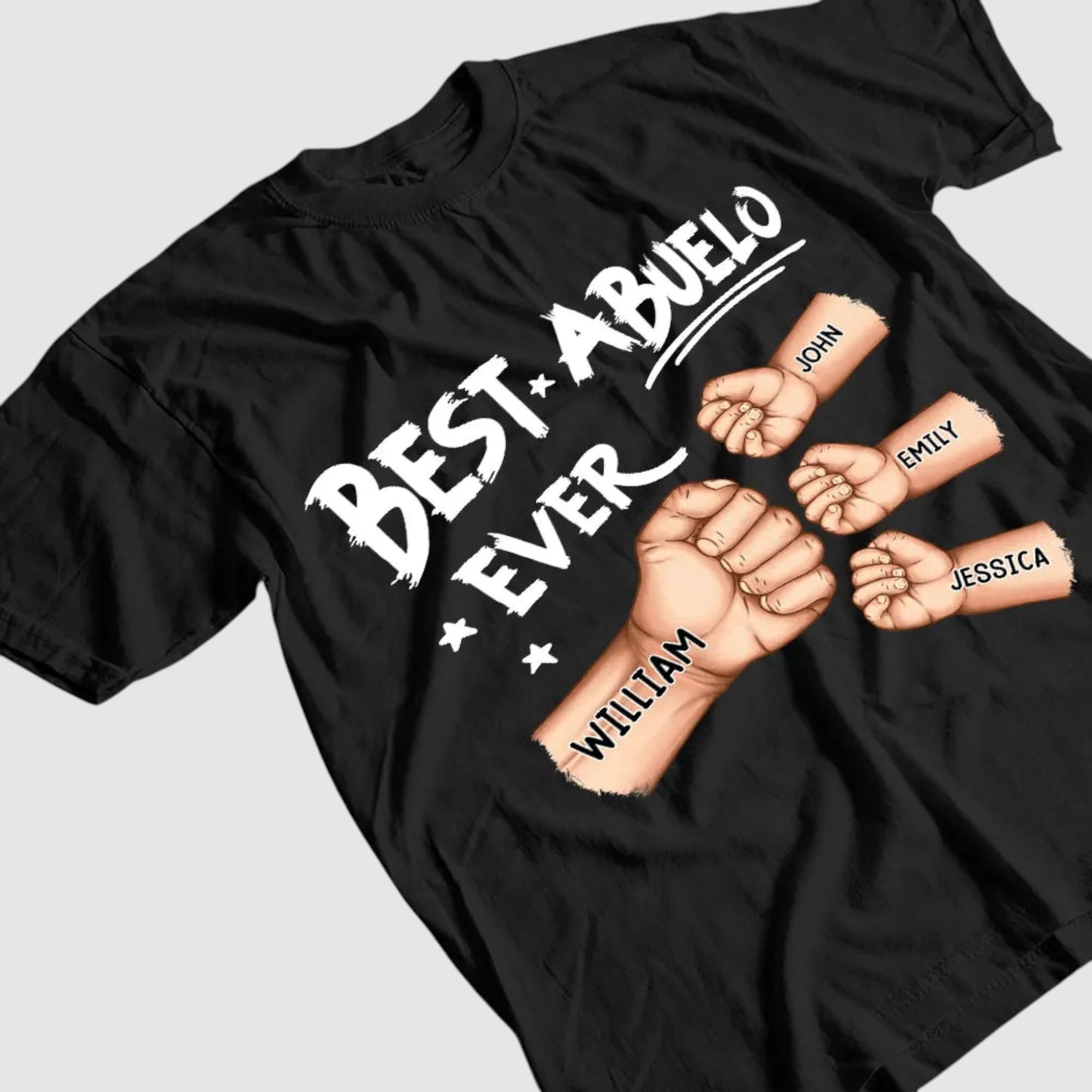 Personalized "Best Dad Ever" Fist Bump T-Shirt - Custom Names Father's Day Gift