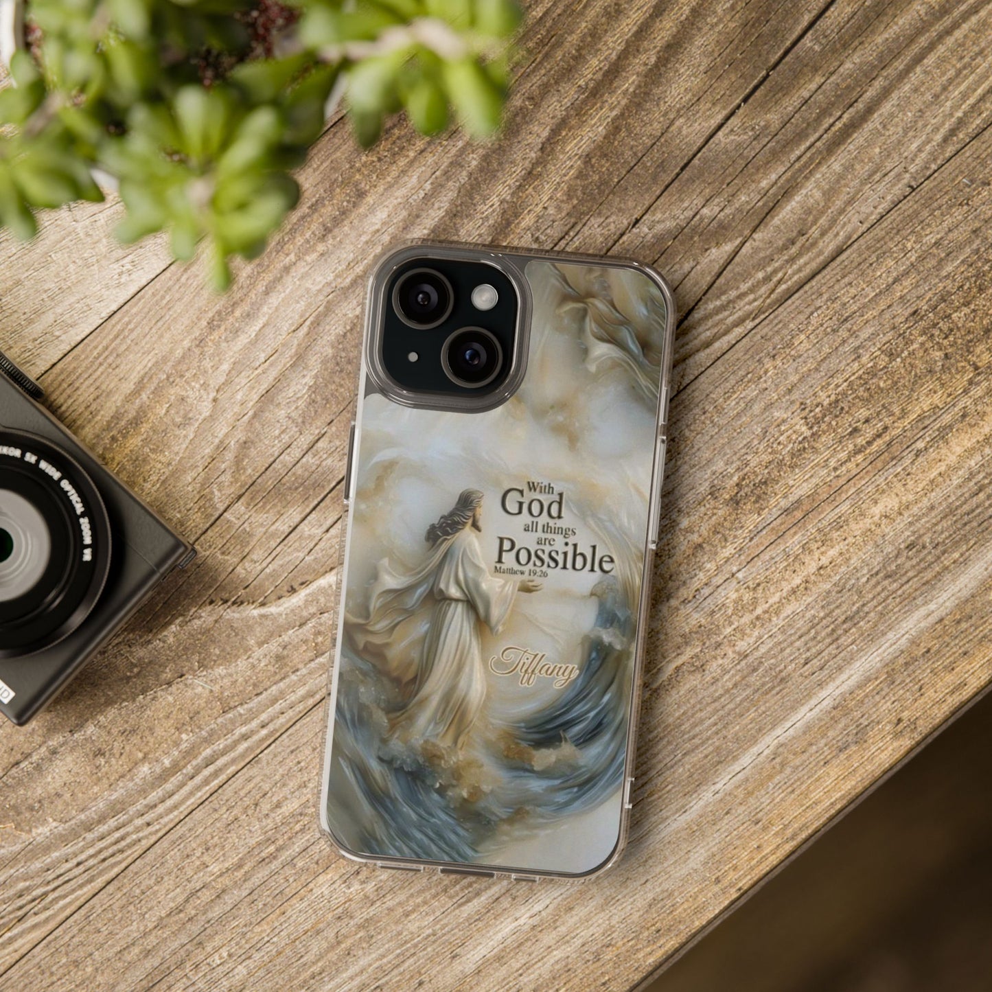Christ Walking on Water – Bible Verse Phone Case with Custom Name