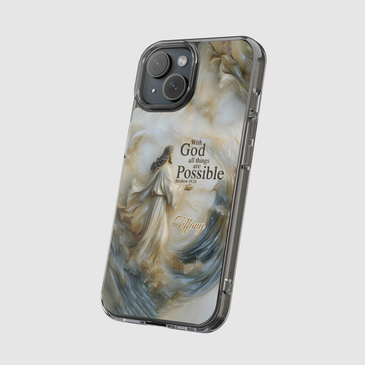 Christ Walking on Water – Bible Verse Phone Case with Custom Name