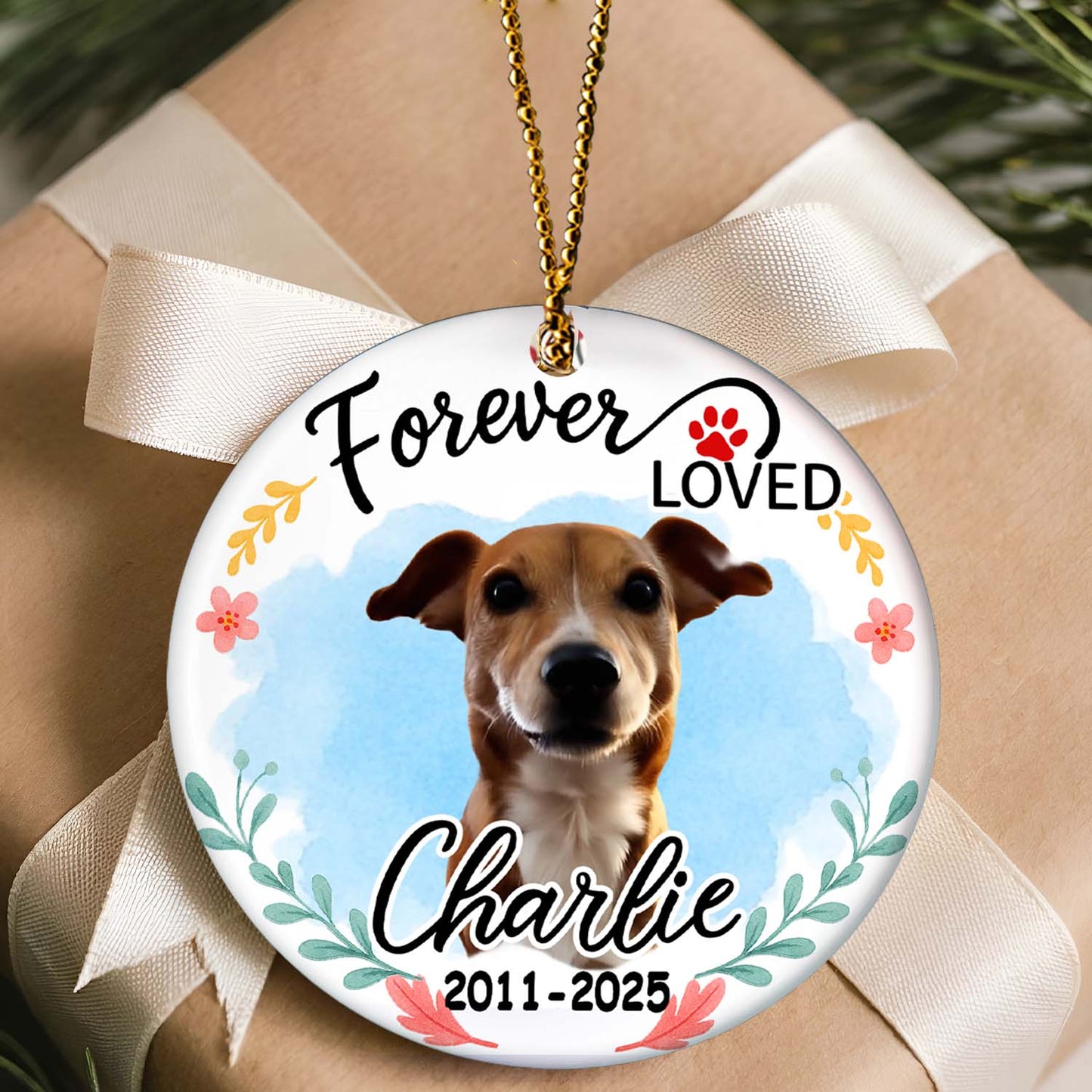 Personalized Pet Lover Ceramic Ornament – Forever Love