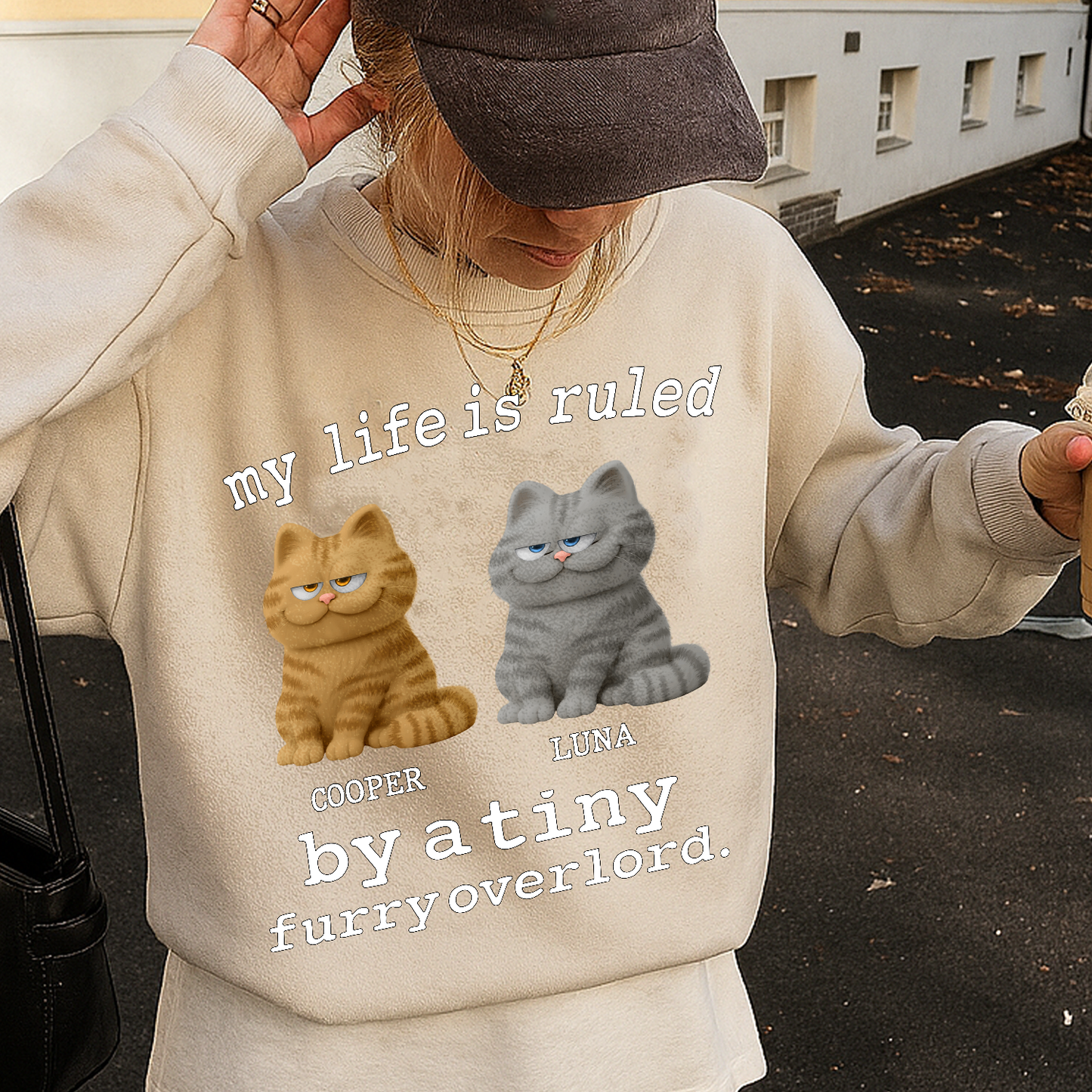 Personalized Cat T-shirt, Hoodie, Sweatshirt – My Life Is Ruled by a Tiny Furry Overlord