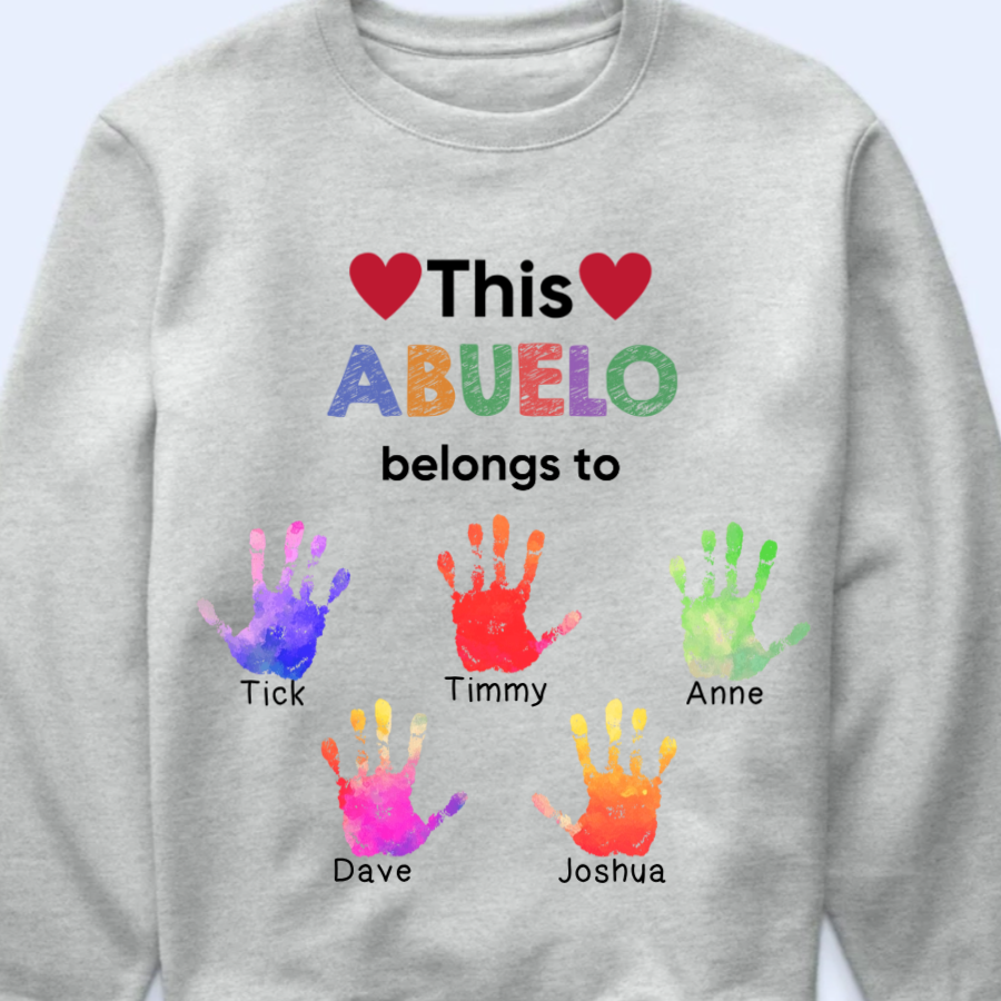 Personalized "This... Belongs To" Family Handprint Apparel (T-Shirt, Hoodie, Sweater)