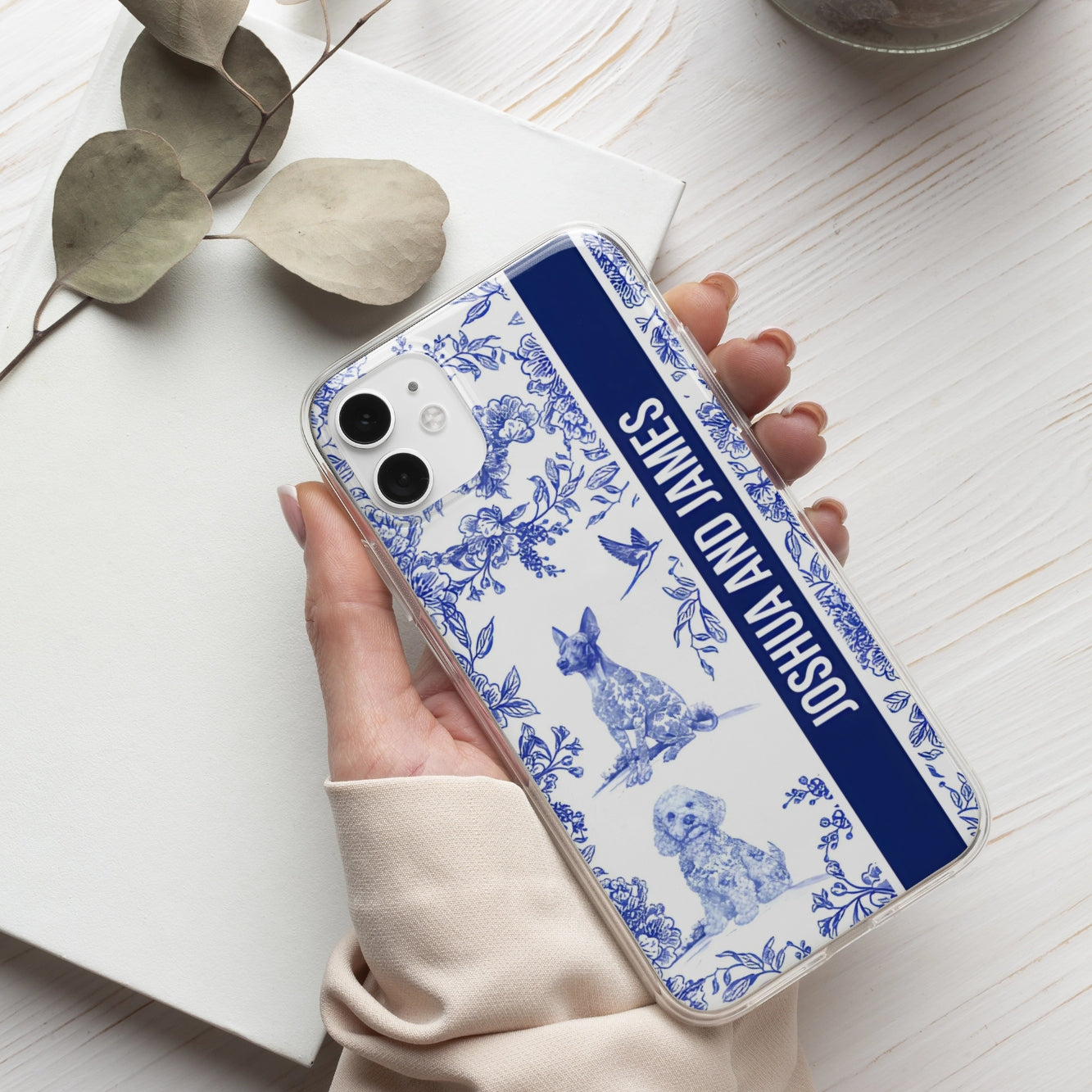 Personalized Dog Toile de Jouy Phone Case