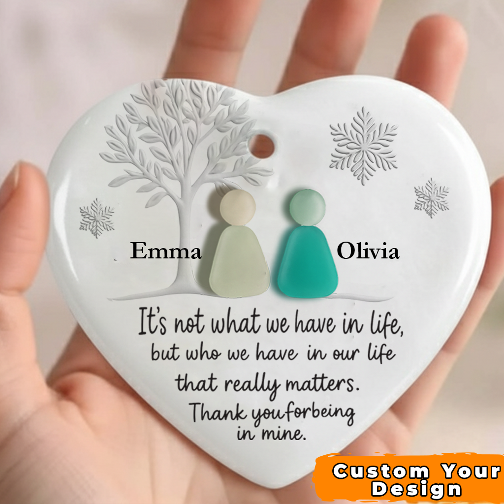 Heart-Shaped Sea Glass Friendship Decor – Heart Ceramic Ornament