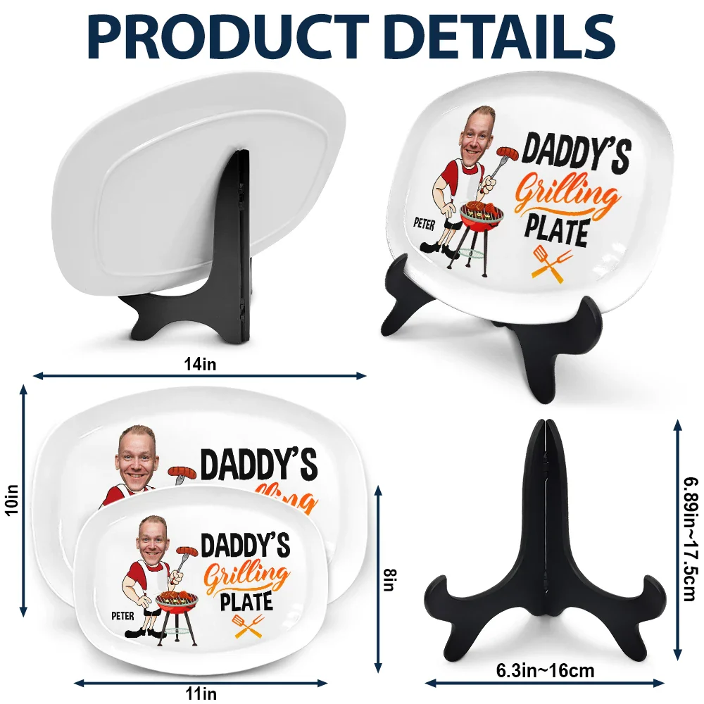 Personalized "Grilling Plate" with Photo Caricature & Name