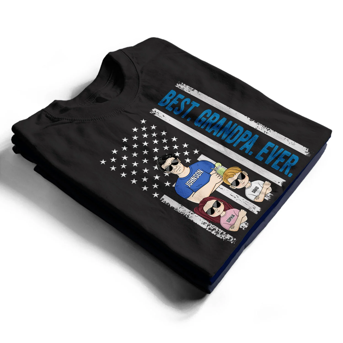 Personalized "Best Dad Ever" American Flag Apparel (T-Shirt, Hoodie, Sweatshirt)