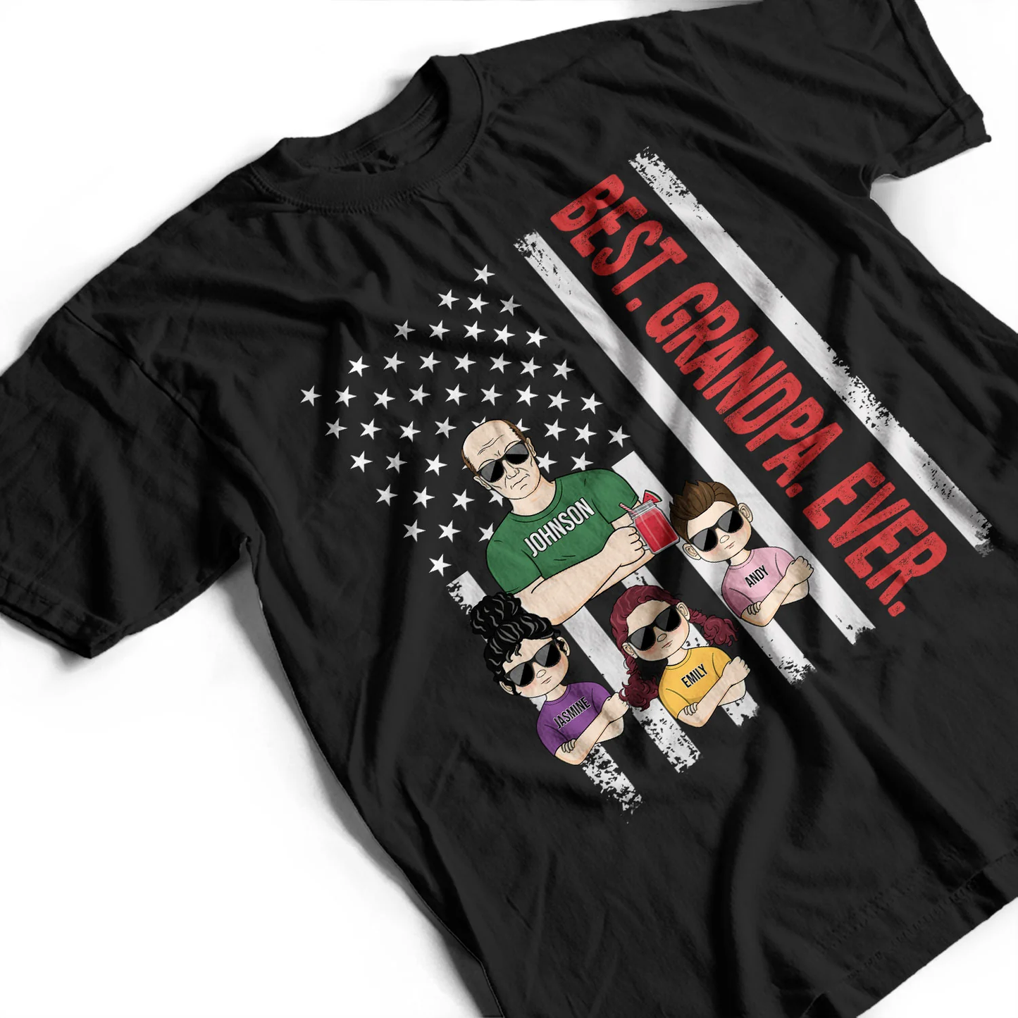 Personalized "Best Dad Ever" American Flag Apparel (T-Shirt, Hoodie, Sweatshirt)