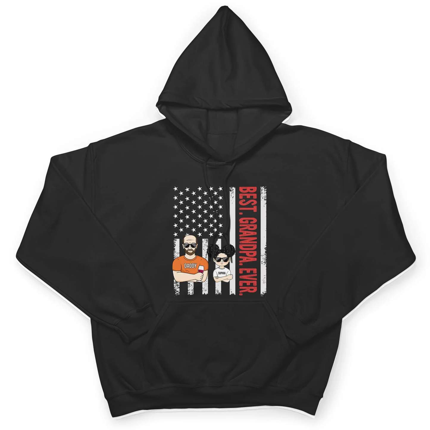 Personalized "Best Dad Ever" American Flag Apparel (T-Shirt, Hoodie, Sweatshirt)