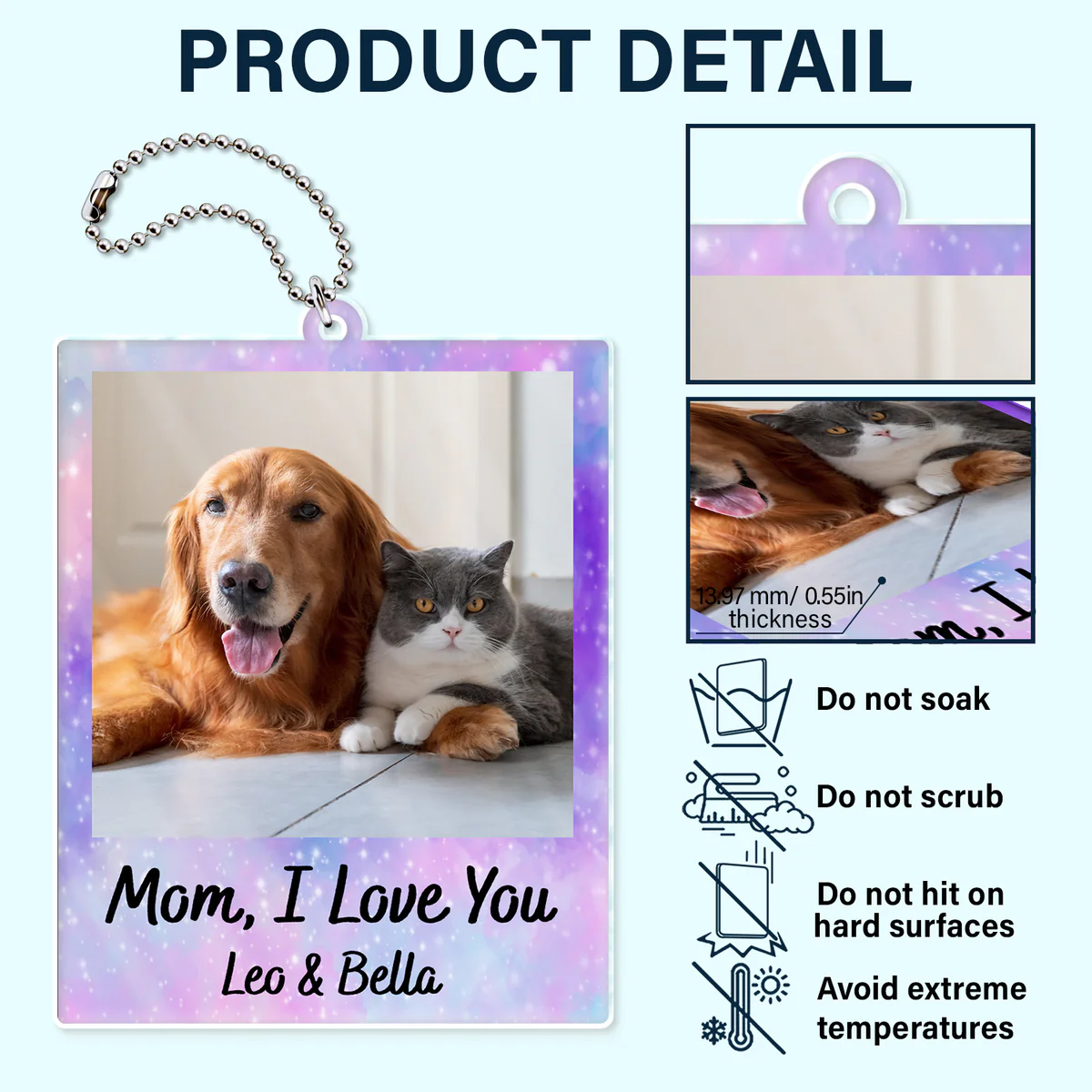 Personalized "Drive Safe" Polaroid-Style Car Photo Hanger for Couple, Family, and Pet Lovers