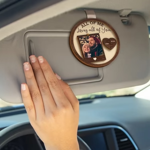 Personalized "Drive Safe" Couple's Puzzle Heart Visor Clip - Dual-Layer Wood