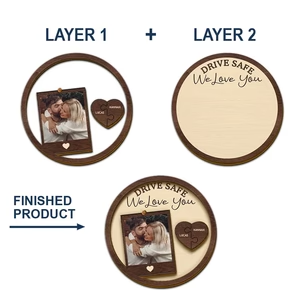 Personalized "Drive Safe" Couple's Puzzle Heart Visor Clip - Dual-Layer Wood