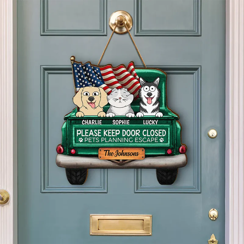 Personalized "Cats Planning Escape" Vintage Truck Wood Sign