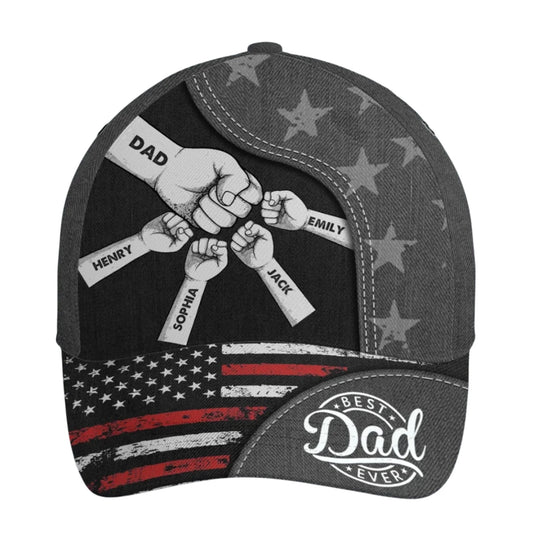 Personalized Father's Day 'Best Dad' Fist Bump Flag Cap - Custom Names