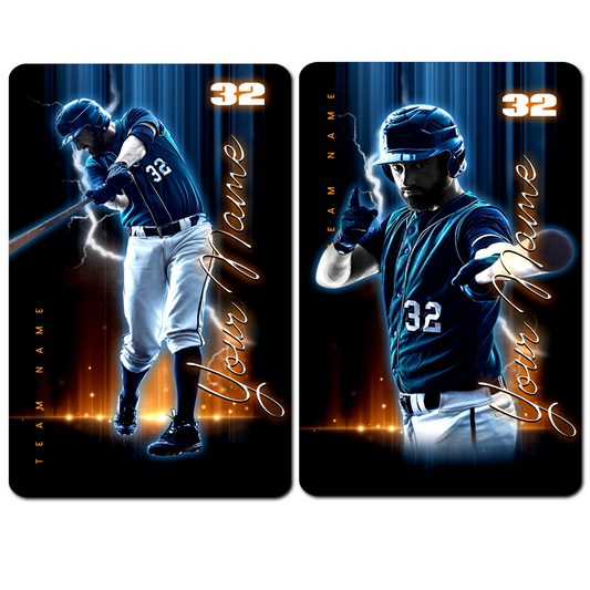 Custom Photo Baseball Card - Personalized "Electric Strike" Card - Aluminum Wallet Card