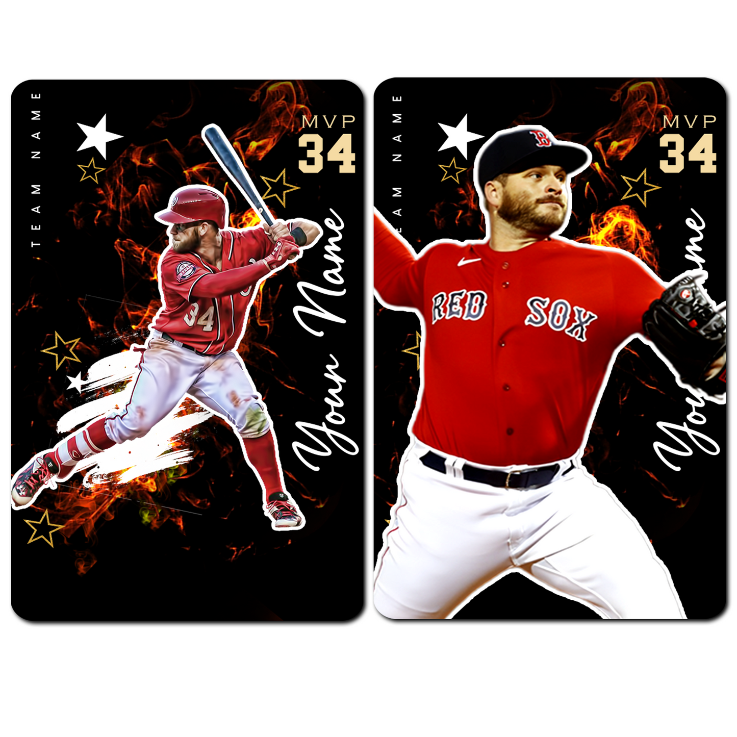 Custom Photo Card - Personalized "Fireball" Double-Sided Aluminum Baseball Card
