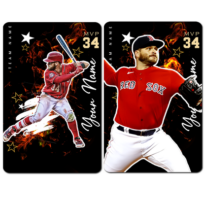 Custom Photo Card - Personalized "Fireball" Double-Sided Aluminum Baseball Card