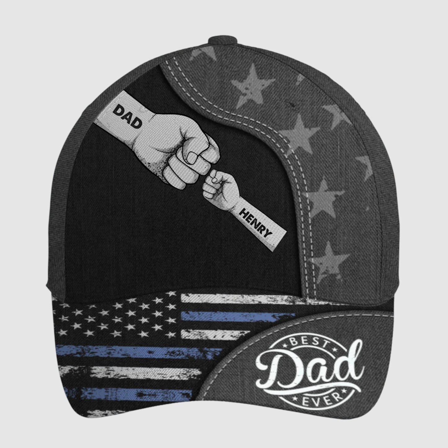 Personalized Father's Day 'Best Dad' Fist Bump Flag Cap - Custom Names