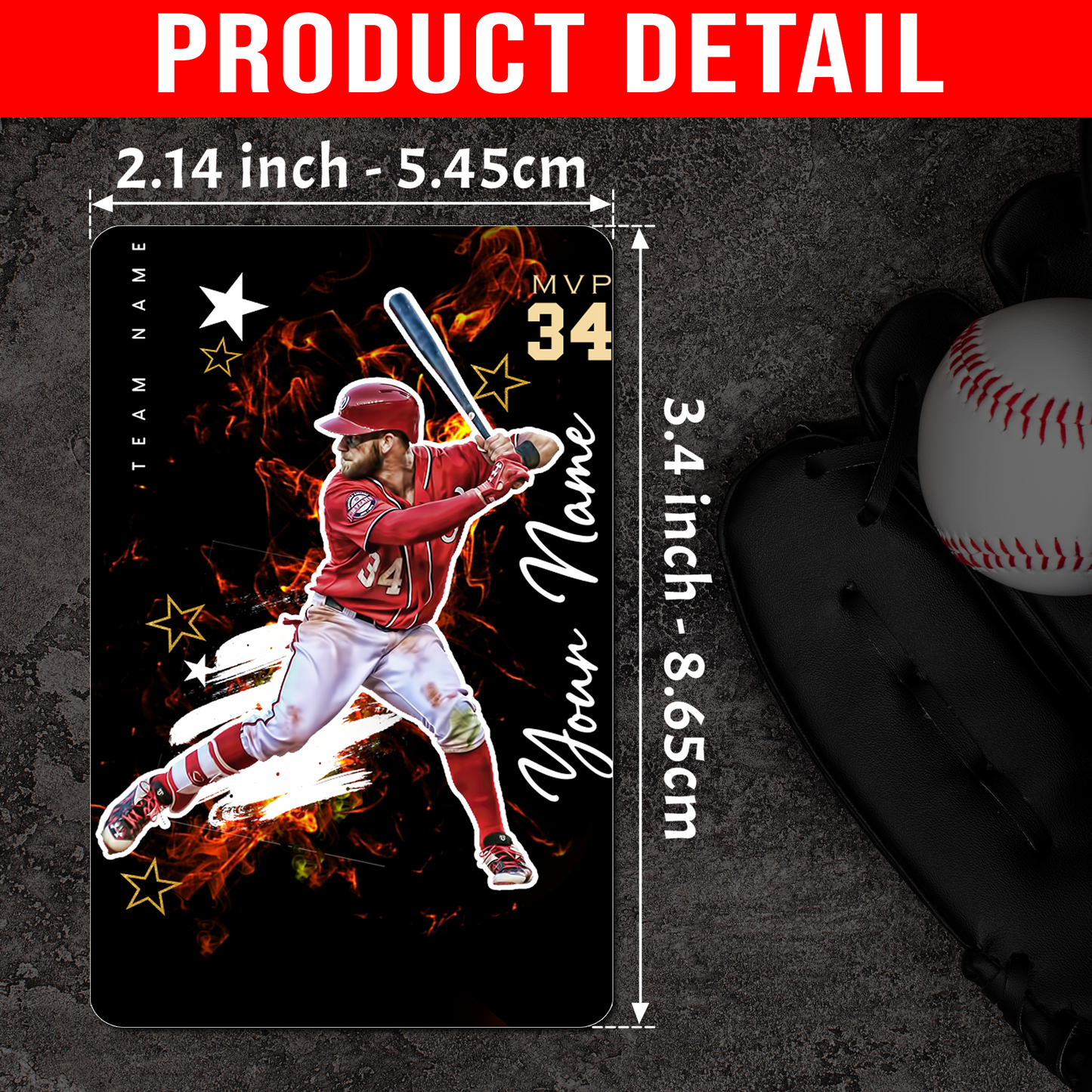 Custom Photo Card - Personalized "Fireball" Double-Sided Aluminum Baseball Card