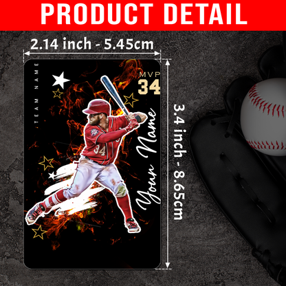 Custom Photo Card - Personalized "Fireball" Double-Sided Aluminum Baseball Card