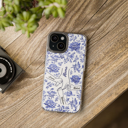 Love Blooms in Every Moment - Personalized Clear Phone Case for Family - Perfect Mother's Day Gift for Mom or Grandma