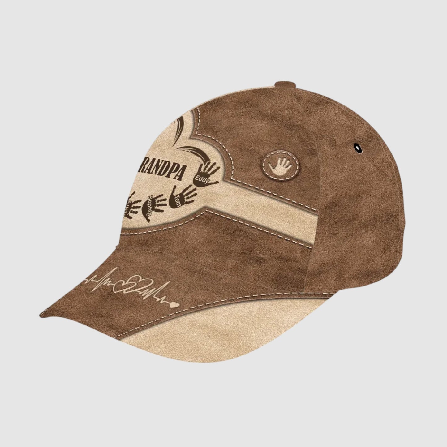 Custom Family Handprints Heart Design Cap - Personalized Gift for Dad or Grandpa
