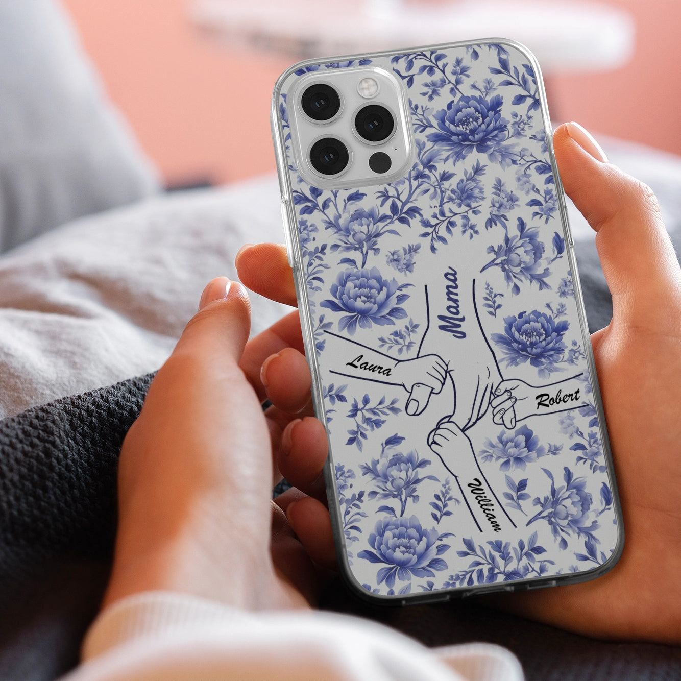 Love Blooms in Every Moment - Personalized Clear Phone Case for Family - Perfect Mother's Day Gift for Mom or Grandma
