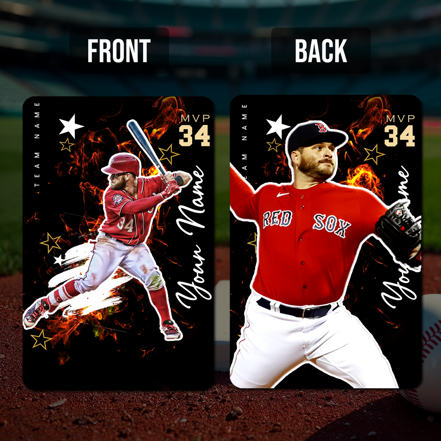 Custom Photo Card - Personalized "Fireball" Double-Sided Aluminum Baseball Card