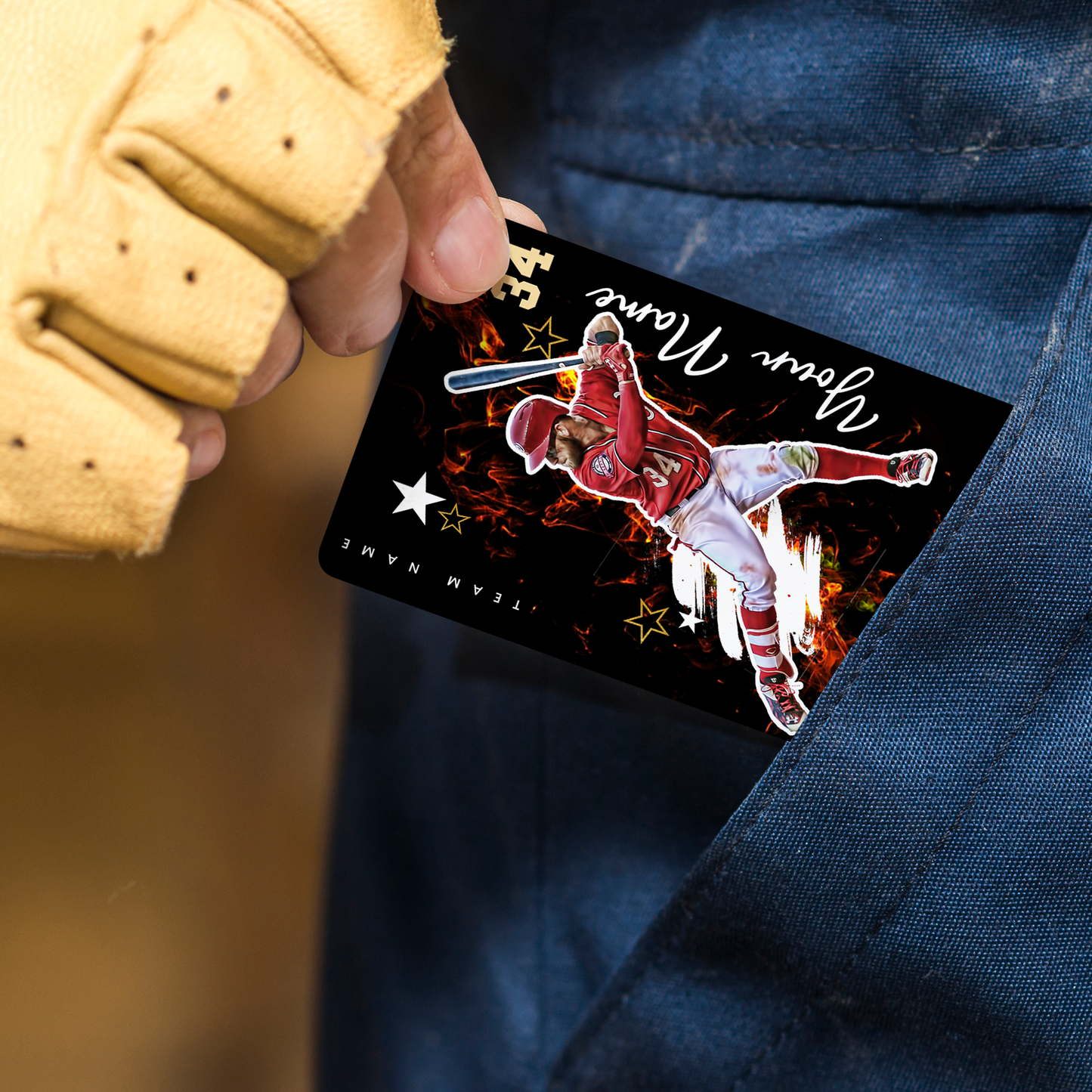 Custom Photo Card - Personalized "Fireball" Double-Sided Aluminum Baseball Card