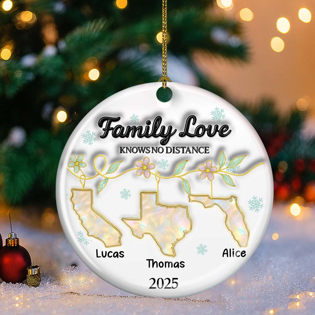 Family Love Knows No Distance Mother Of Pear - Personalized Custom Ceramic Ornament