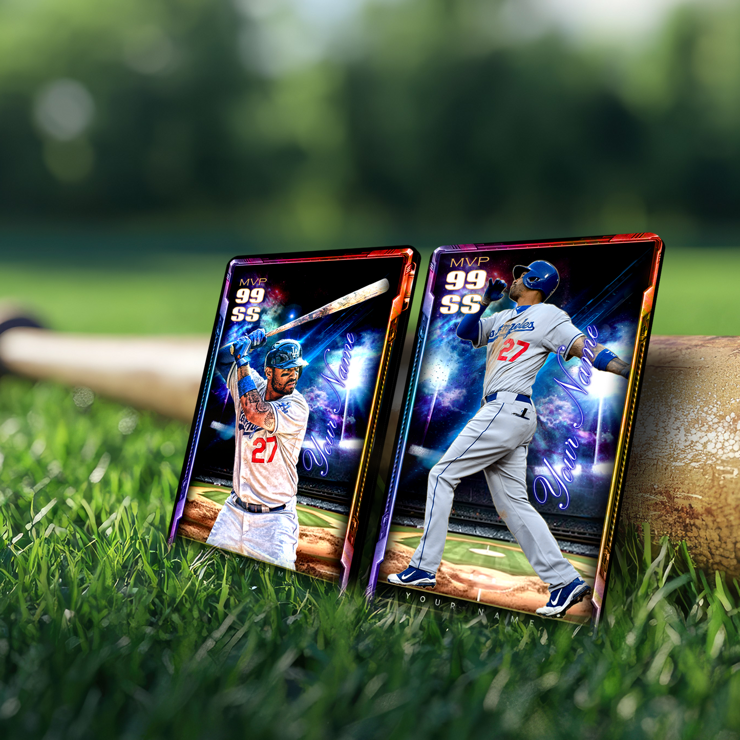 Custom Photo Baseball Card - Personalized "Stadium Lights" Card
