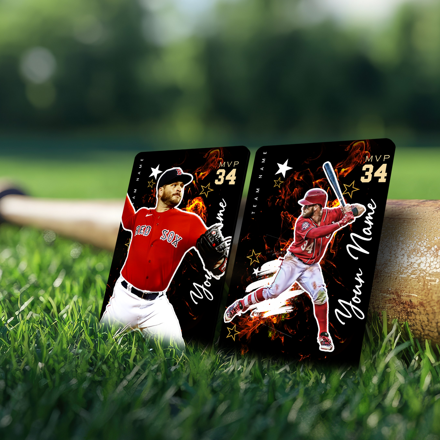 Custom Photo Card - Personalized "Fireball" Double-Sided Aluminum Baseball Card