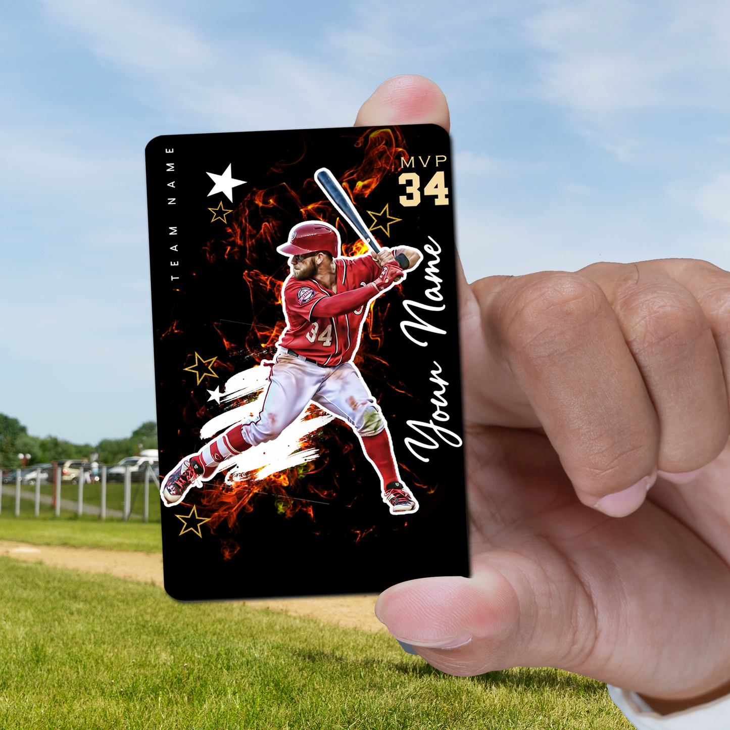 Custom Photo Card - Personalized "Fireball" Double-Sided Aluminum Baseball Card