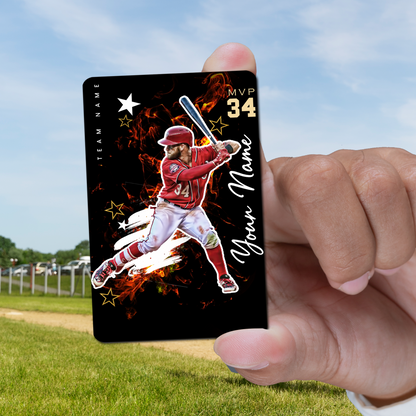 Custom Photo Card - Personalized "Fireball" Double-Sided Aluminum Baseball Card