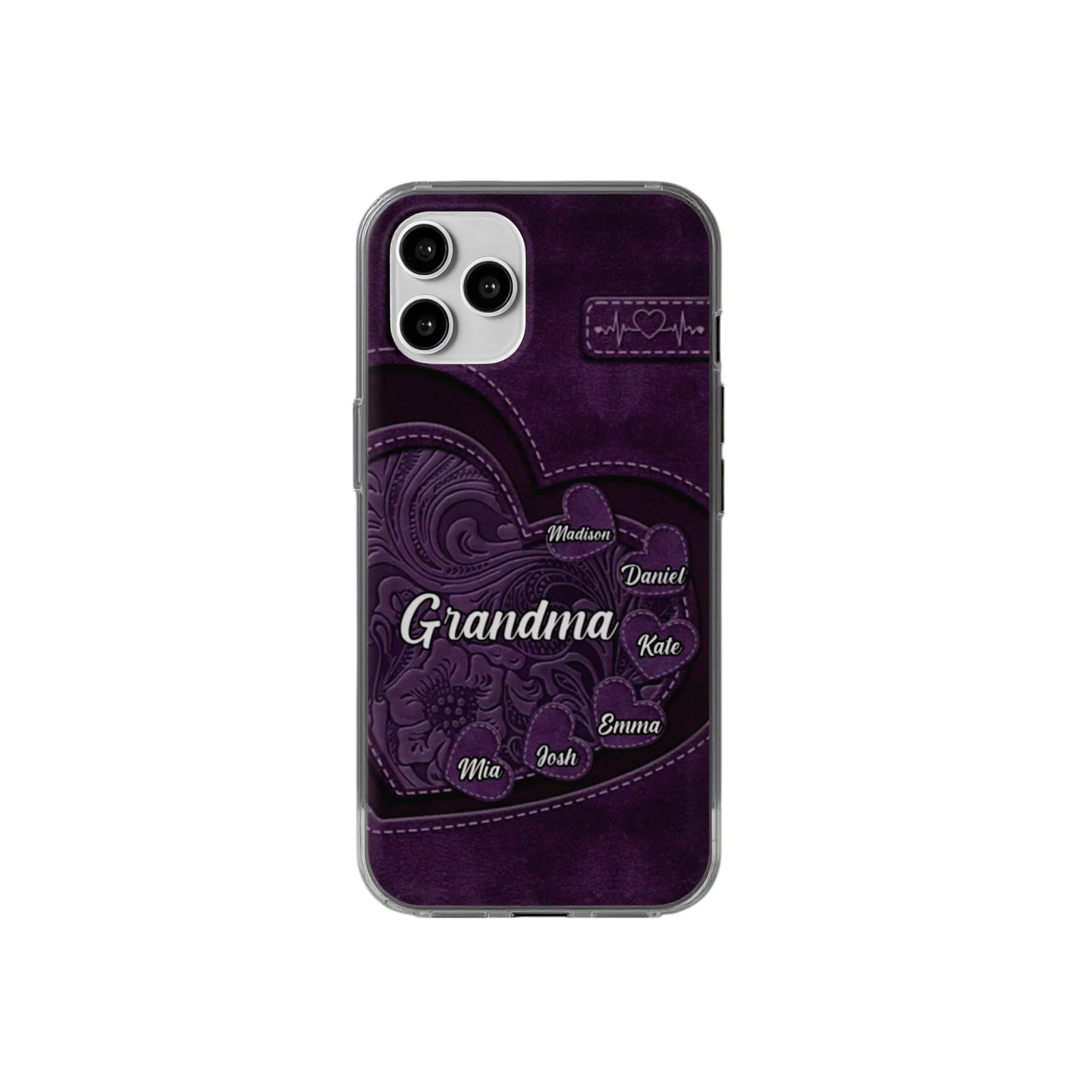 Grandma, Your Love Left a Mark on My Heart – Custom Clear Phone Case – Family Gift for Mom or Grandma