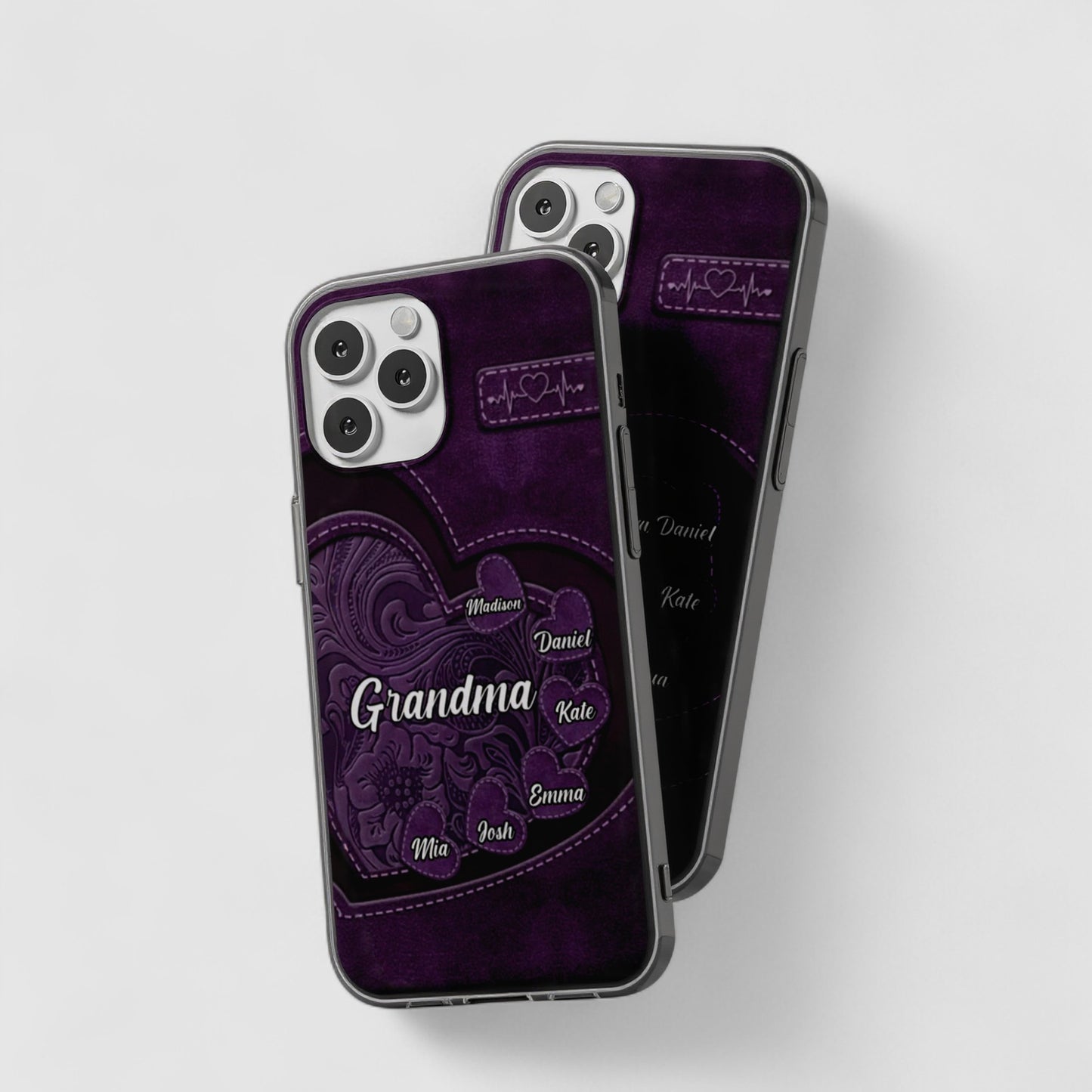 Grandma, Your Love Left a Mark on My Heart – Custom Clear Phone Case – Family Gift for Mom or Grandma
