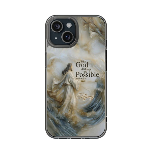 Christ Walking on Water – Bible Verse Phone Case with Custom Name