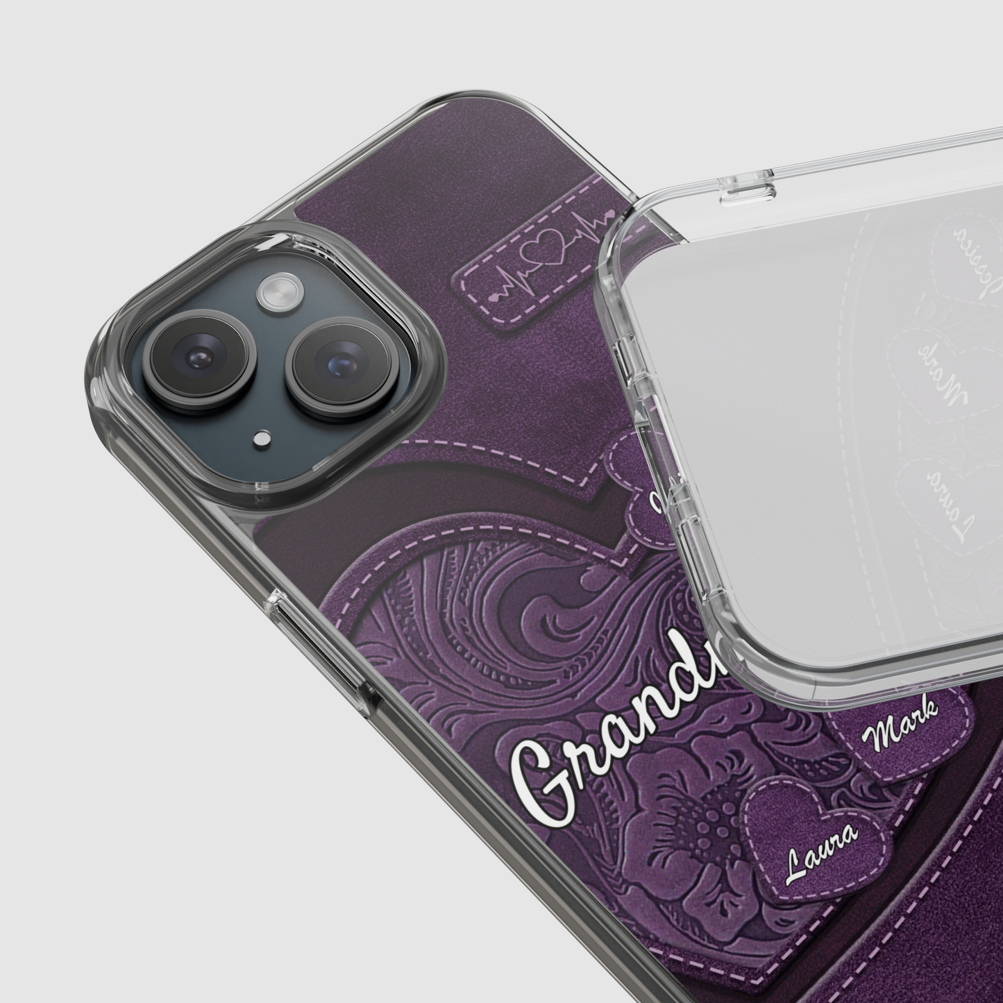 Grandma, Your Love Left a Mark on My Heart – Custom Clear Phone Case – Family Gift for Mom or Grandma
