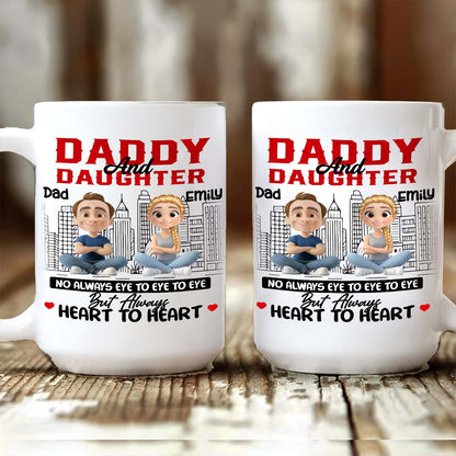 Personalized Daddy & Daughter Mug – Heart to Heart, Not Always Eye to Eye