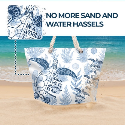 Toile De Jouy World Full Of Grandmas - Personalized Beach Bag