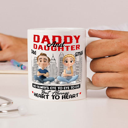 Personalized Daddy & Daughter Mug – Heart to Heart, Not Always Eye to Eye