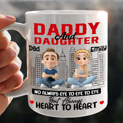 Personalized Daddy & Daughter Mug – Heart to Heart, Not Always Eye to Eye
