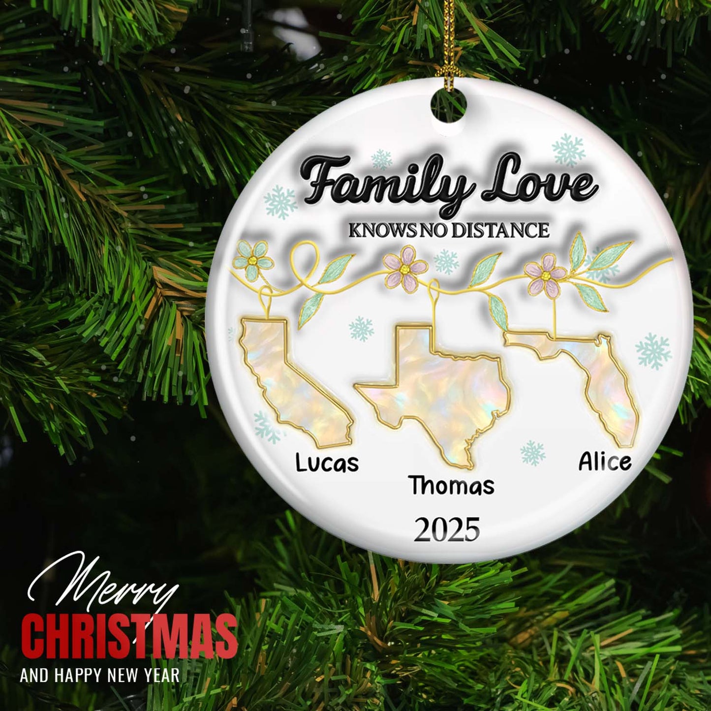 Family Love Knows No Distance Mother Of Pear - Personalized Custom Ceramic Ornament