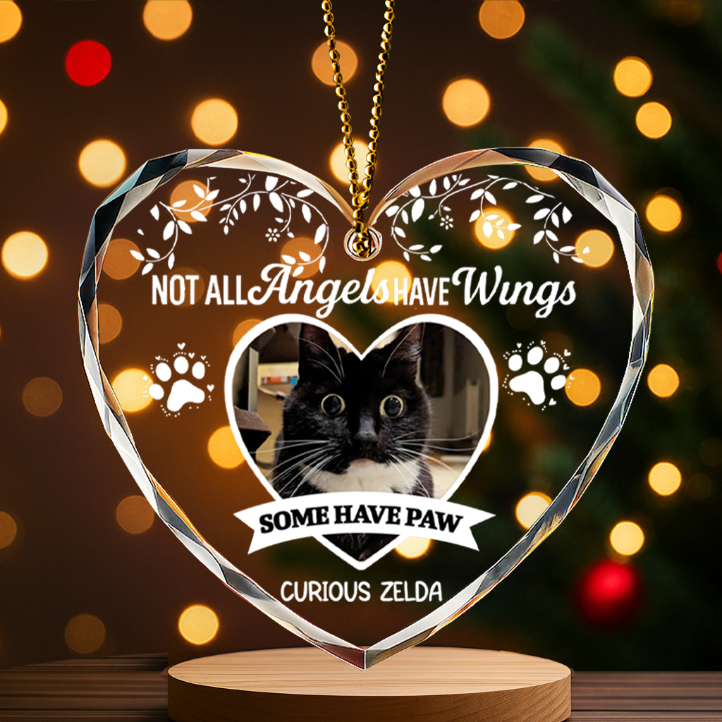 Personalized Pet Memorial Glass Ornament – Not All Angels Have Wings, Some Have Whiskers